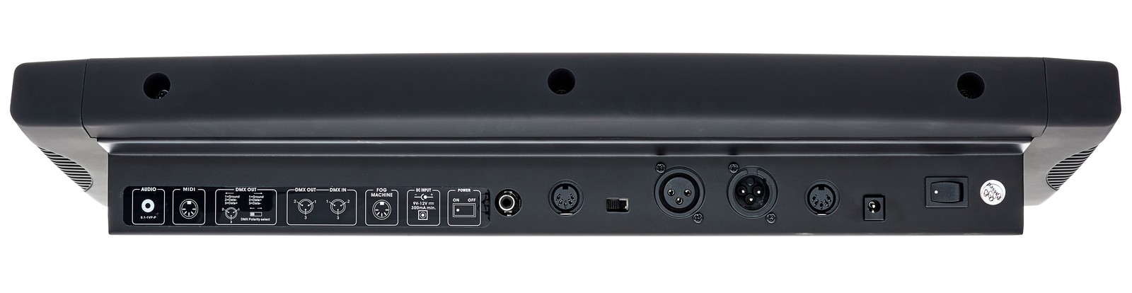 Rückansicht des Stairville DMX-Master I mit Anschlüssen