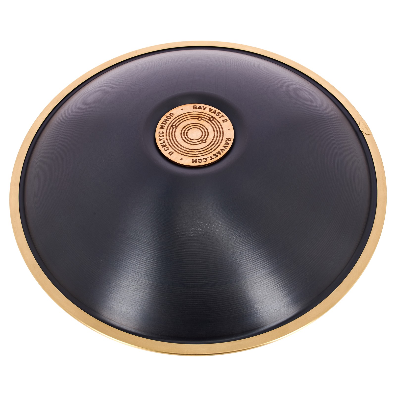 Unterseite der RAV Labs Vast D Celtic Minor Zungentrommel in Handpan-Optik