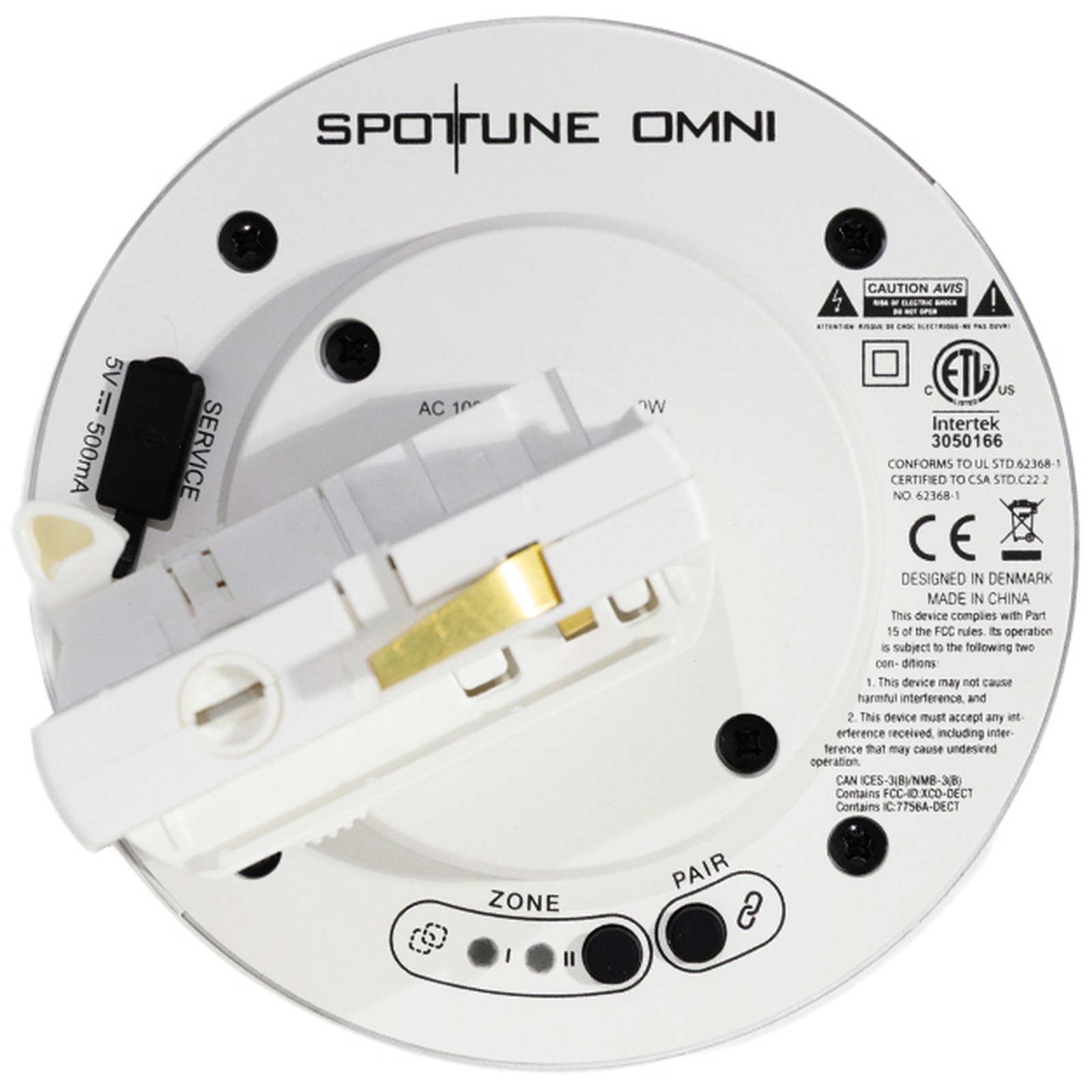 Bedienelemente des Spottune Omni Track White Deckenlautsprechers