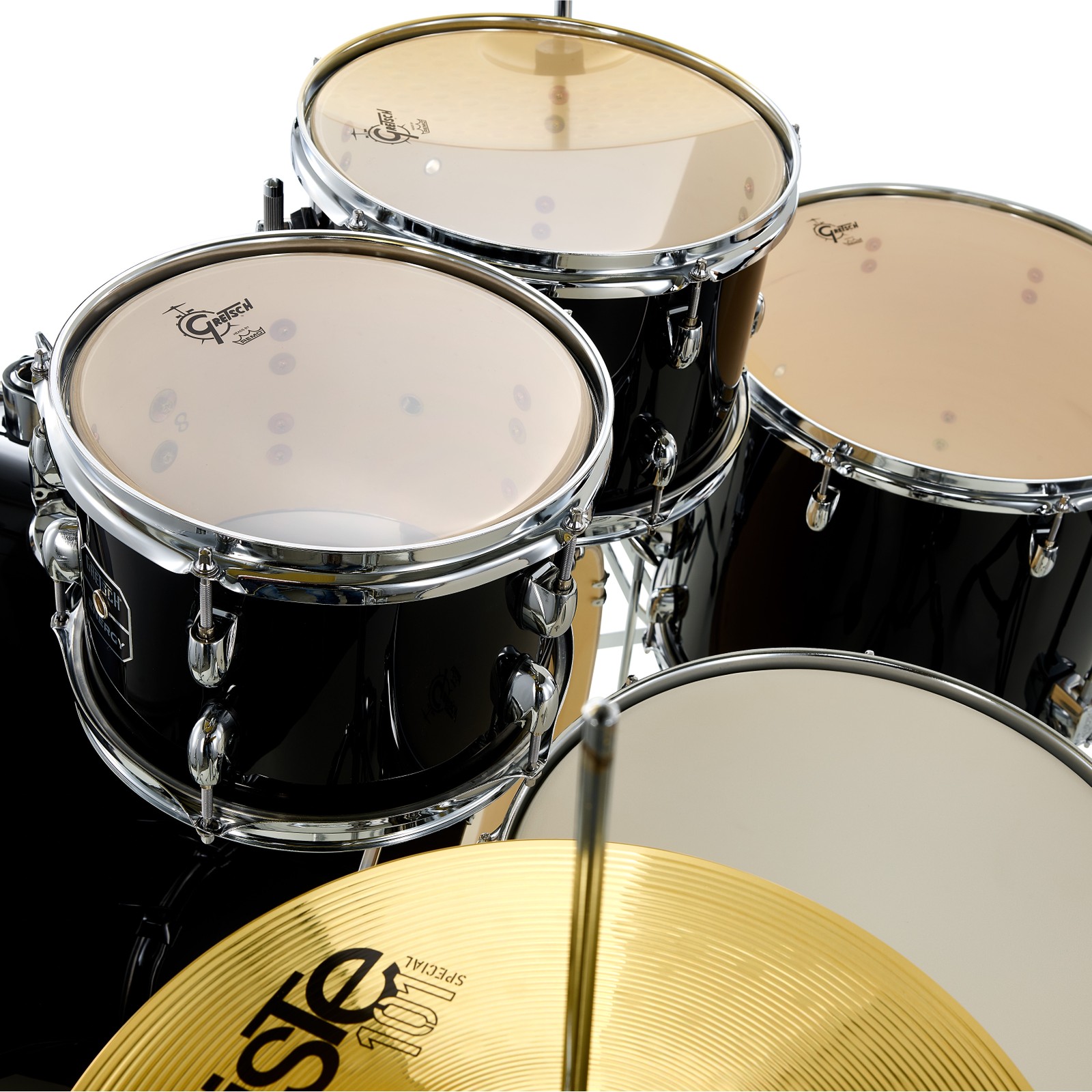 Hi-Hat und Toms des Gretsch Energy Standard Black Drumsets
