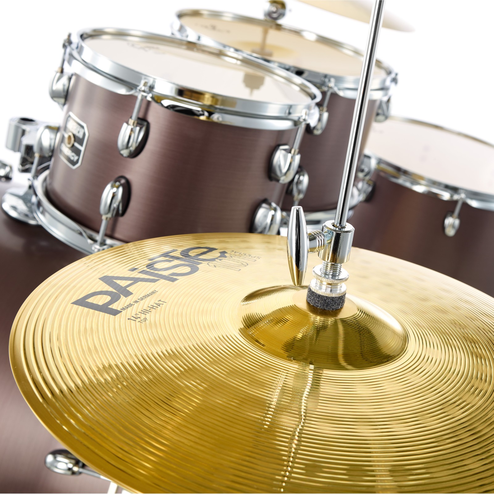 Hi-Hat und Toms des Gretsch Energy Standard Grey Steel Drumsets