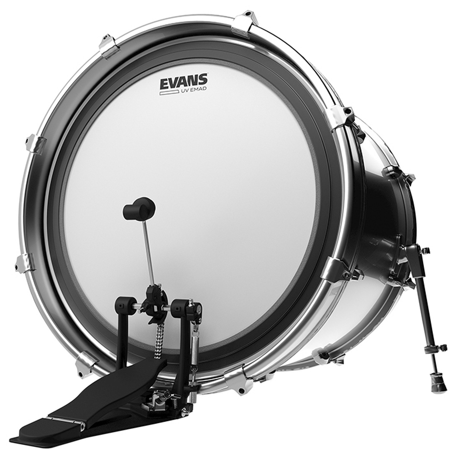 Bassdrum mit Evans EMAD UV Coated Schlagfell