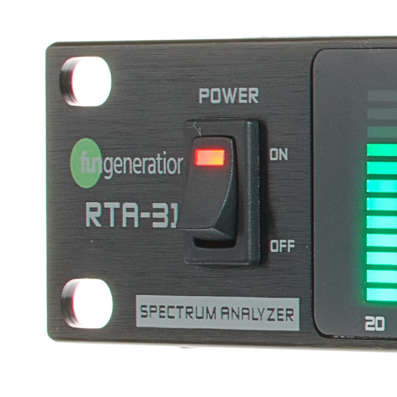 Fun Generation Logo am RTA-31 Spectrum Analyzer für 31 Bänder