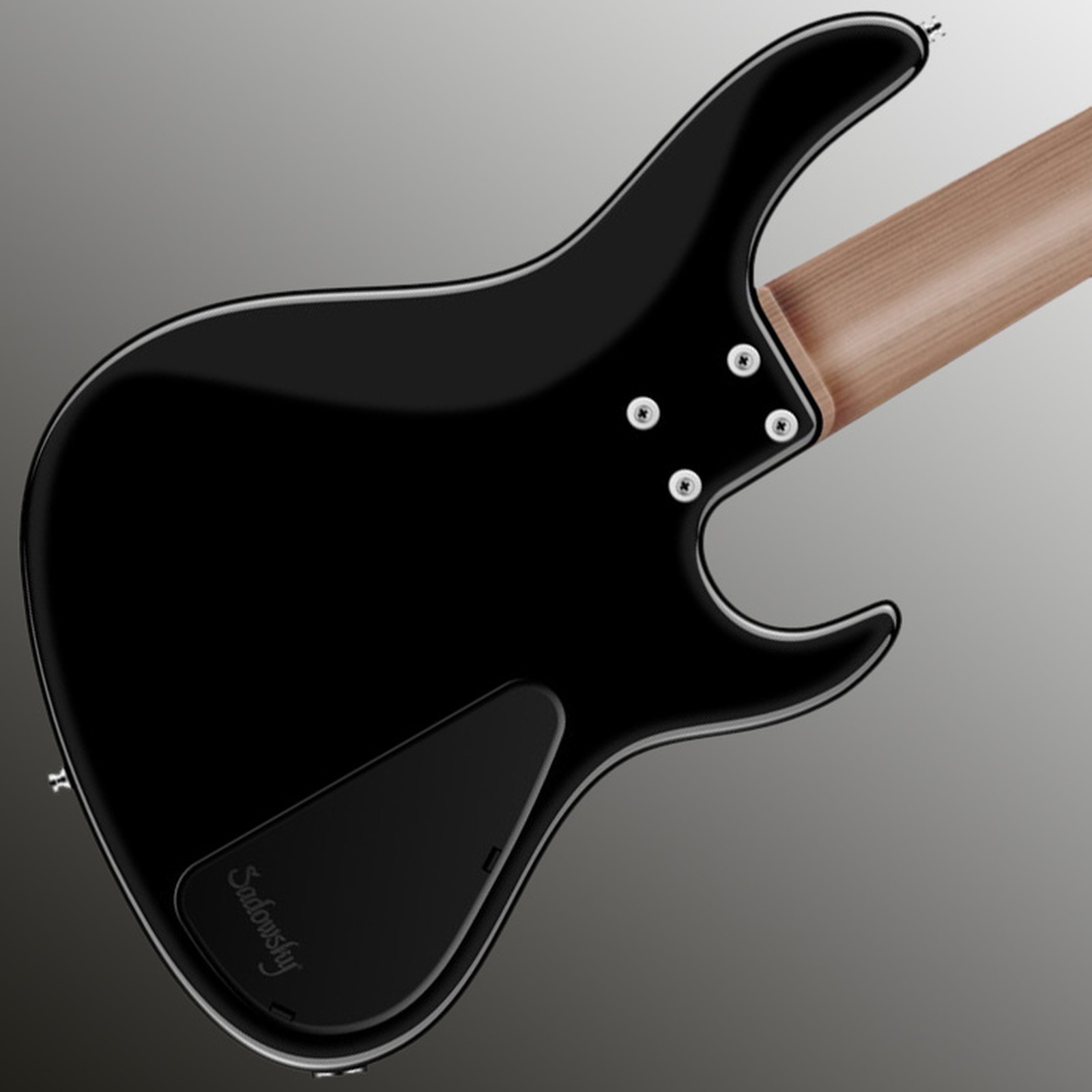 Rear view, Sadowsky MetroExpress 24 Modern 5 Maple Black, five-string left-handed bass