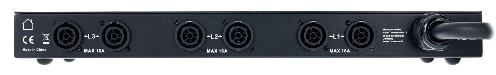 Rückseite des  Stromverteiler 16 A, Botex PSA 16PT2-TR1 