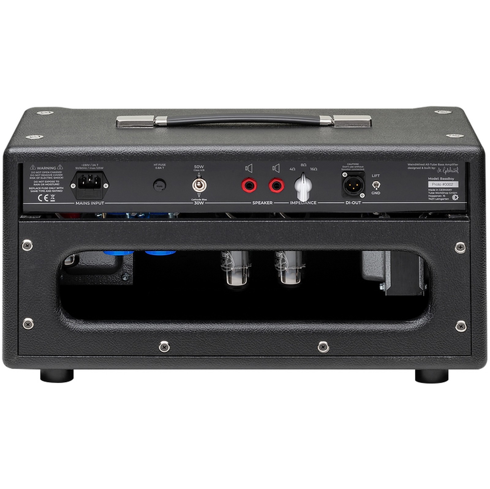 Rückseite des TWS BassBoy Top Röhrentopteil für E-Bass