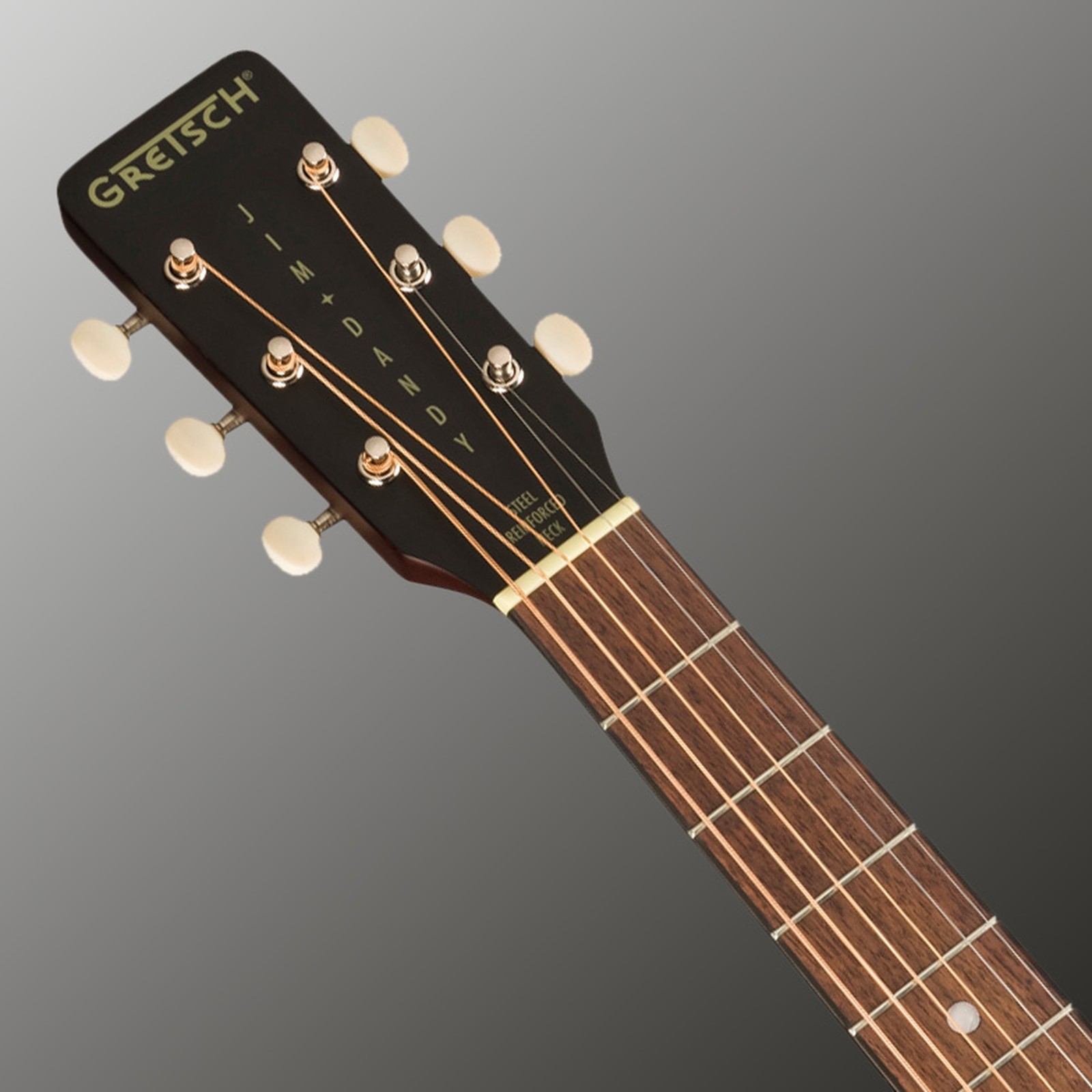 Kopfplatte einer Gretsch Jim Dandy Westerngitarre