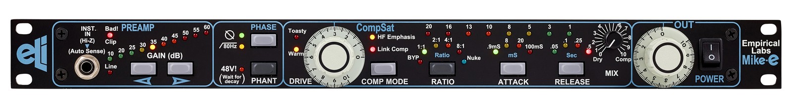 Empirical Labs EL9 Mike-e Vorverstärker, Vorderseite mit Reglern