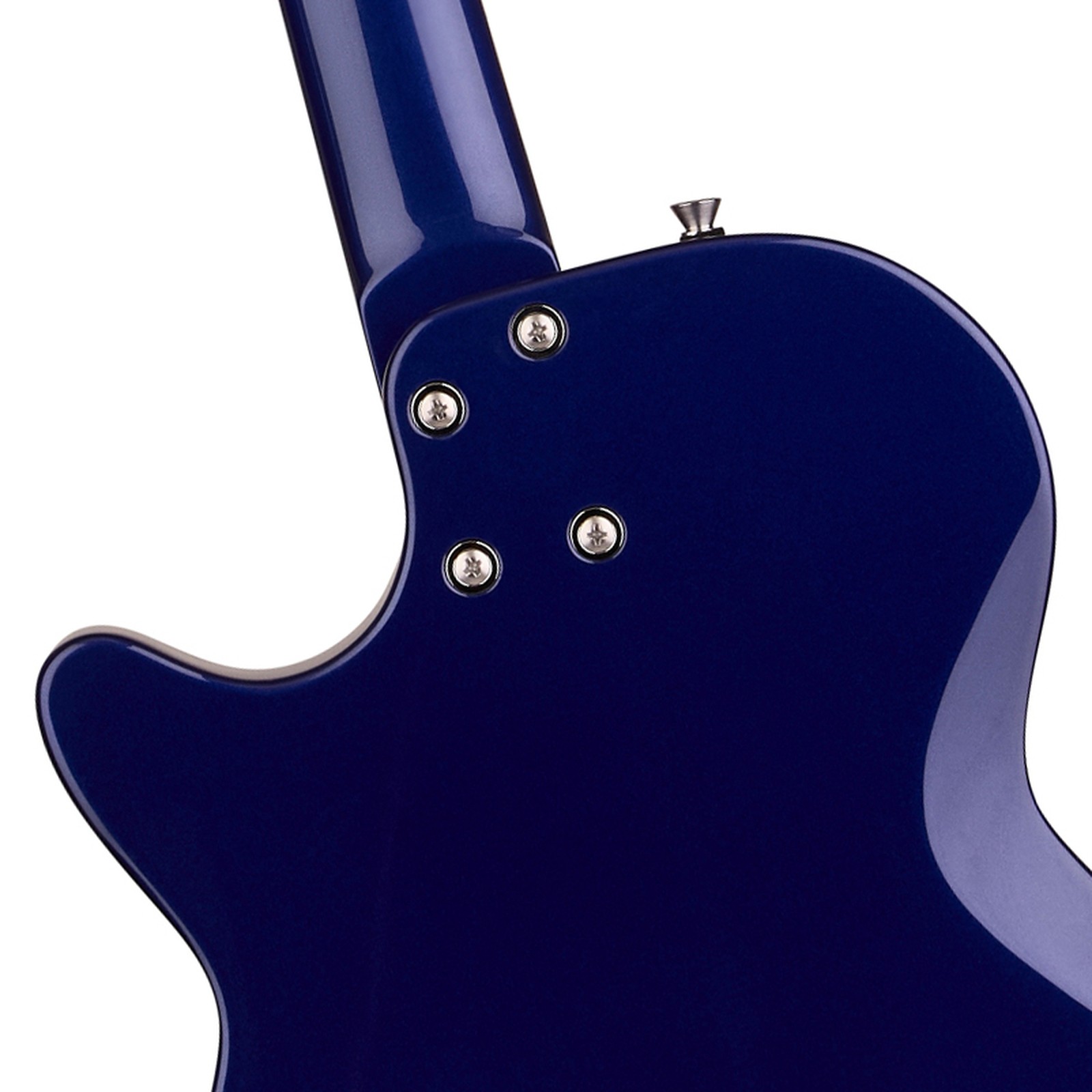 Korpusrückseite mit geschraubtem Hals an der Gretsch STRML JET 1PU JT BLU E-Gitarre