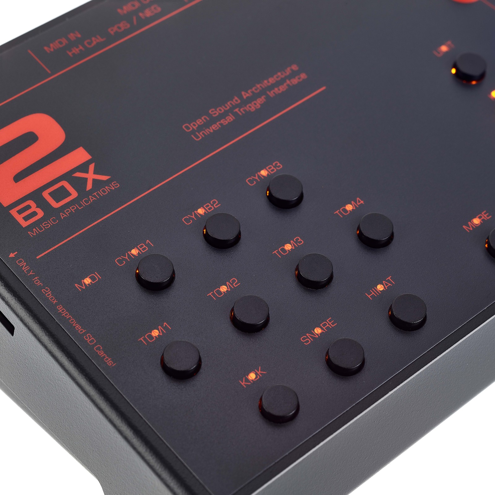 Closeup of the 2box DrumIt Five MKII drum module