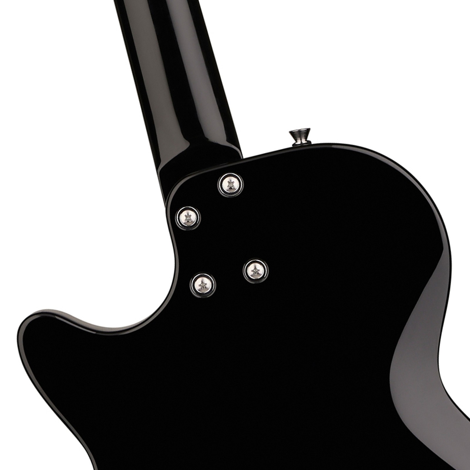 Korpusrückseite mit geschraubtem Hals an der Gretsch STRML JET 1PU JT BLK E-Gitarre