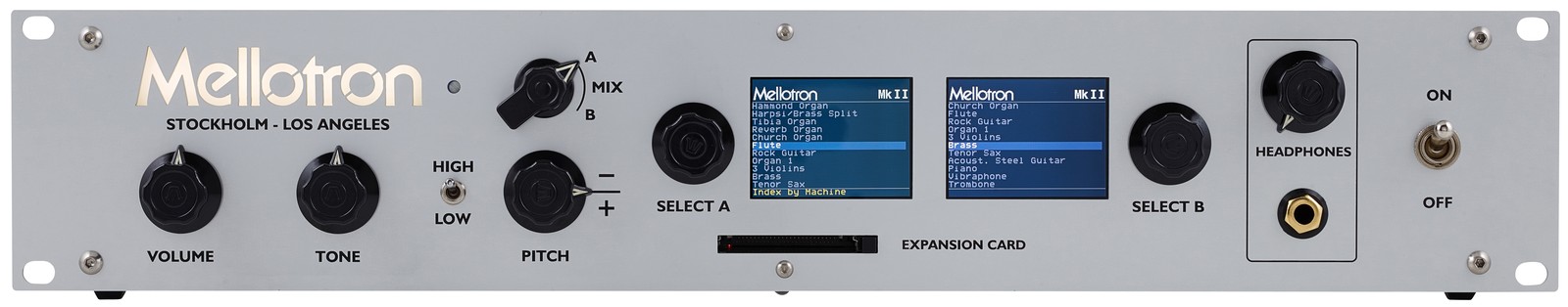 Frontansicht des Mellotron M4000D Rack