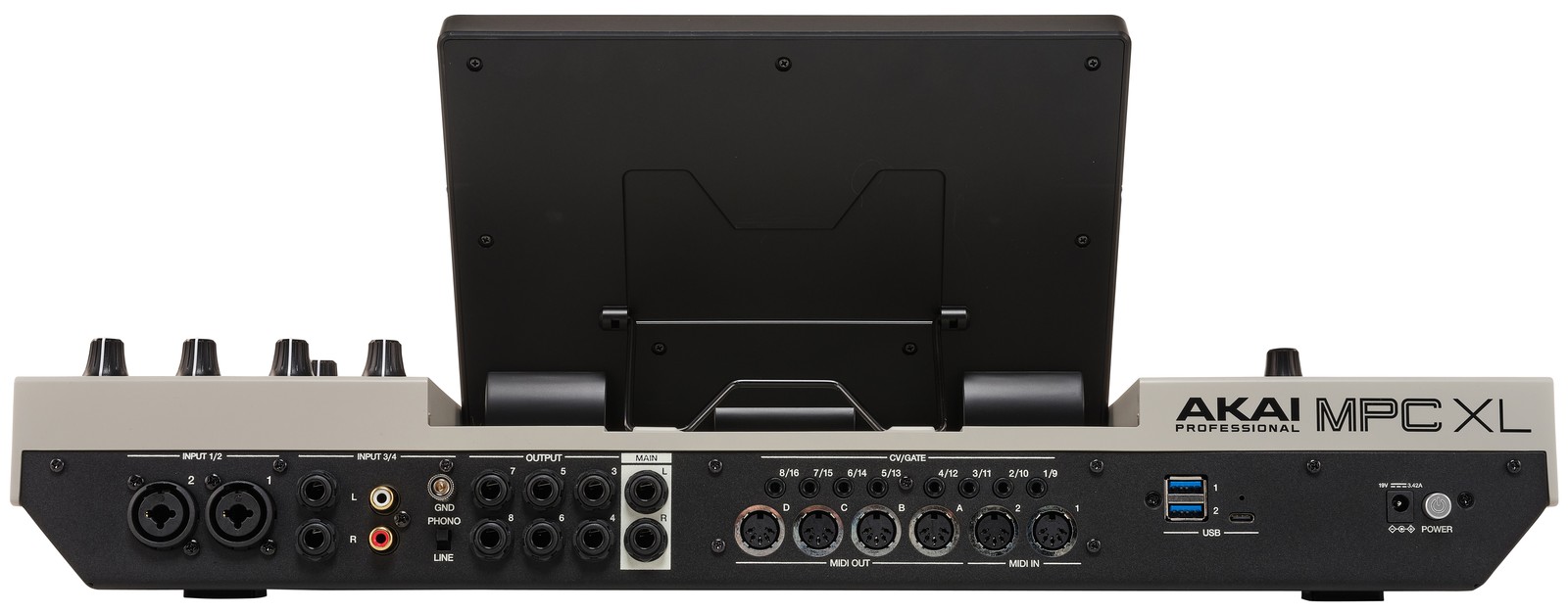 Rückseite des AKAI Professional MPC XL mit Anschlüssen