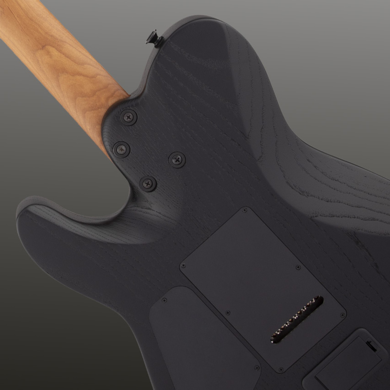 Abgerundeter Halsfuß der Charvel Pro-Mod So-Cal Style 2 HH 2PT BKA