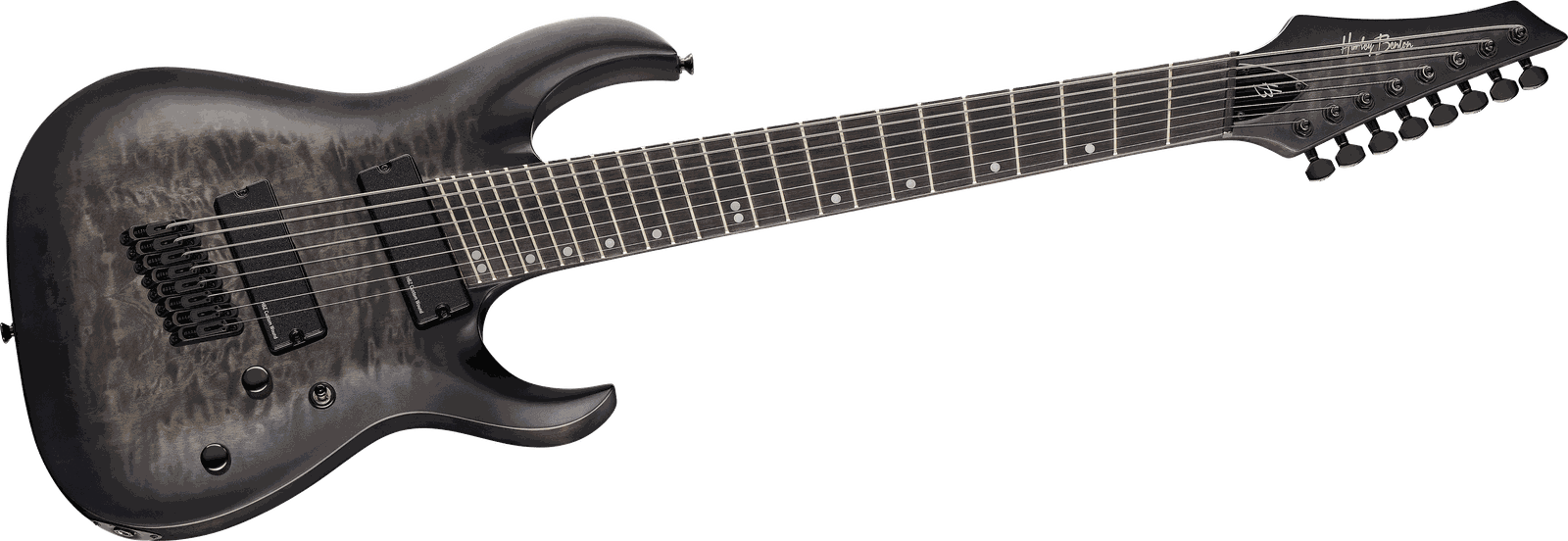 Komplettansicht 8-Saiter Harley Benton MultiScale-8 QBB E-Gitarre
