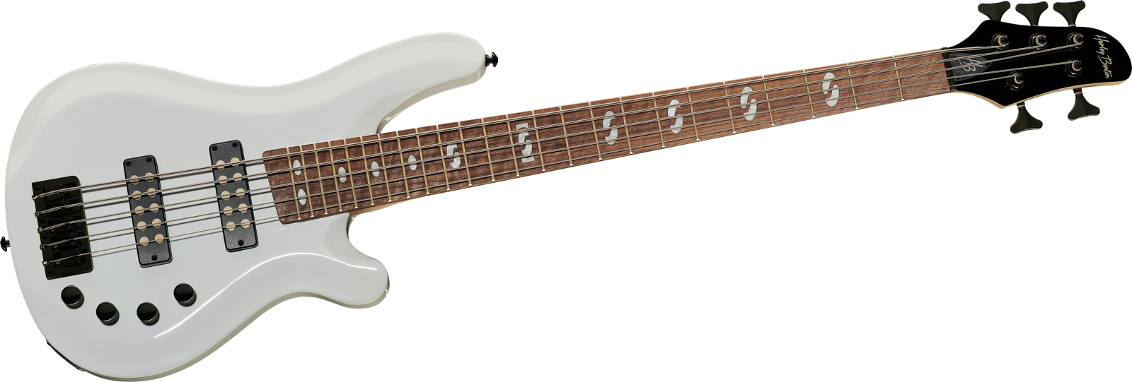 Harley Benton B-550 White Progressive Series 5-Saiter E-Bass in Weiß