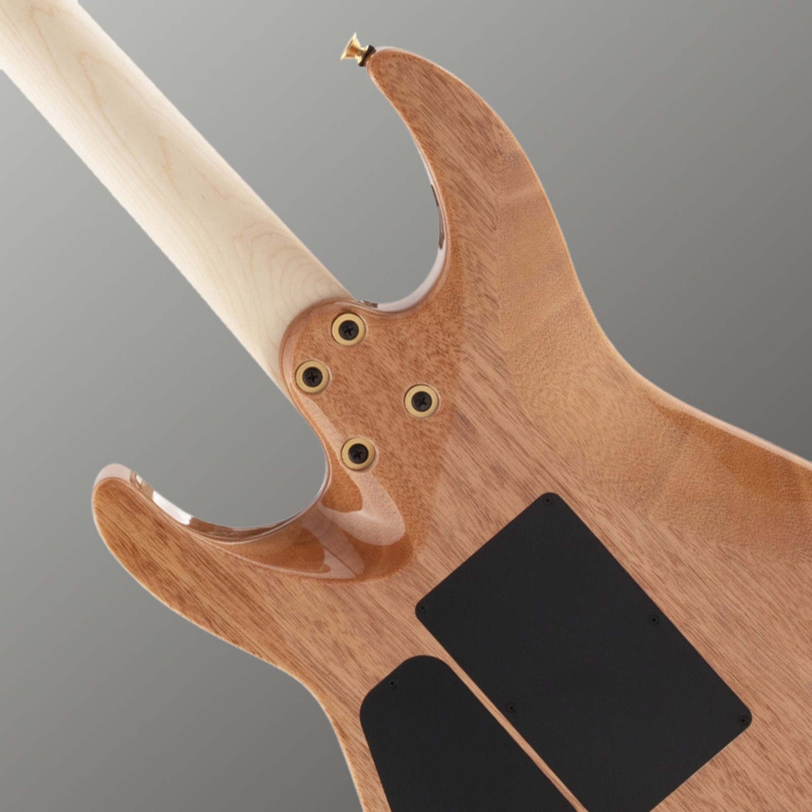 Mahagonikorpus mit geschraubtem Hals auf der Rückseite der Charvel Pro-Mod DK24 HH FR Dark Amber