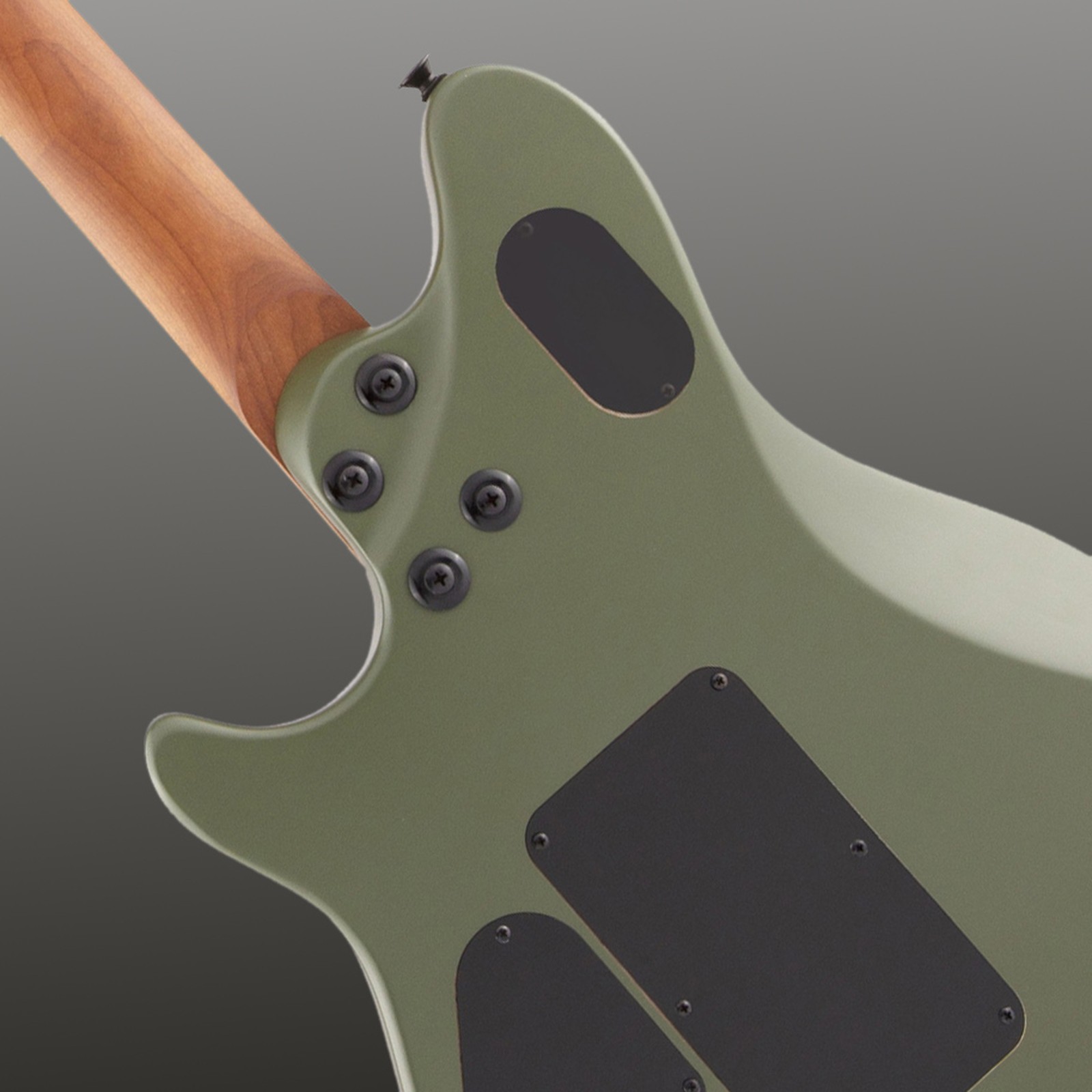 Geschraubter gerösteter Ahornhals auf der Rückseite der Evh Wolfgang WG Standard MAD