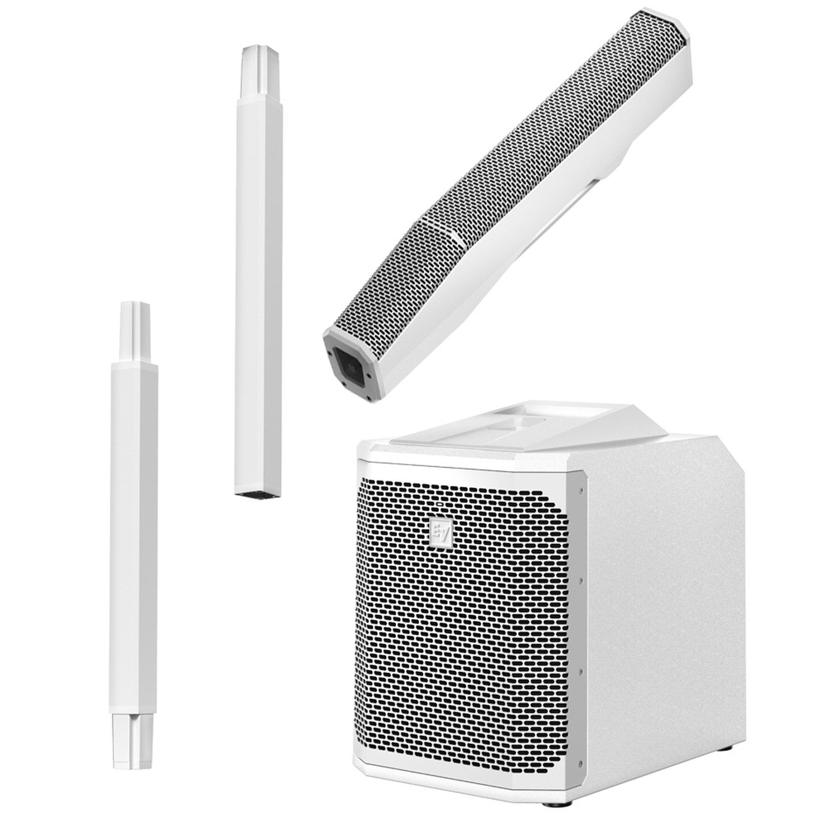 EV Evolve 30M White Sistema de altavoces de columna con funciones DSP y Bluetooth-Streaming