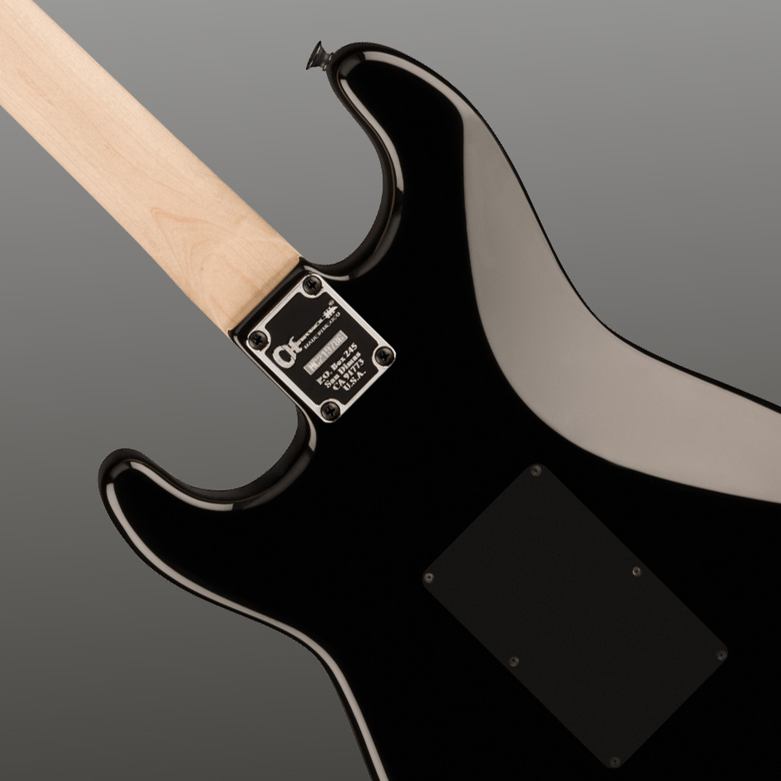 Rückseite der Charvel Pro-Mod So-Cal HH FR 3TSB mit verschraubtem Hals