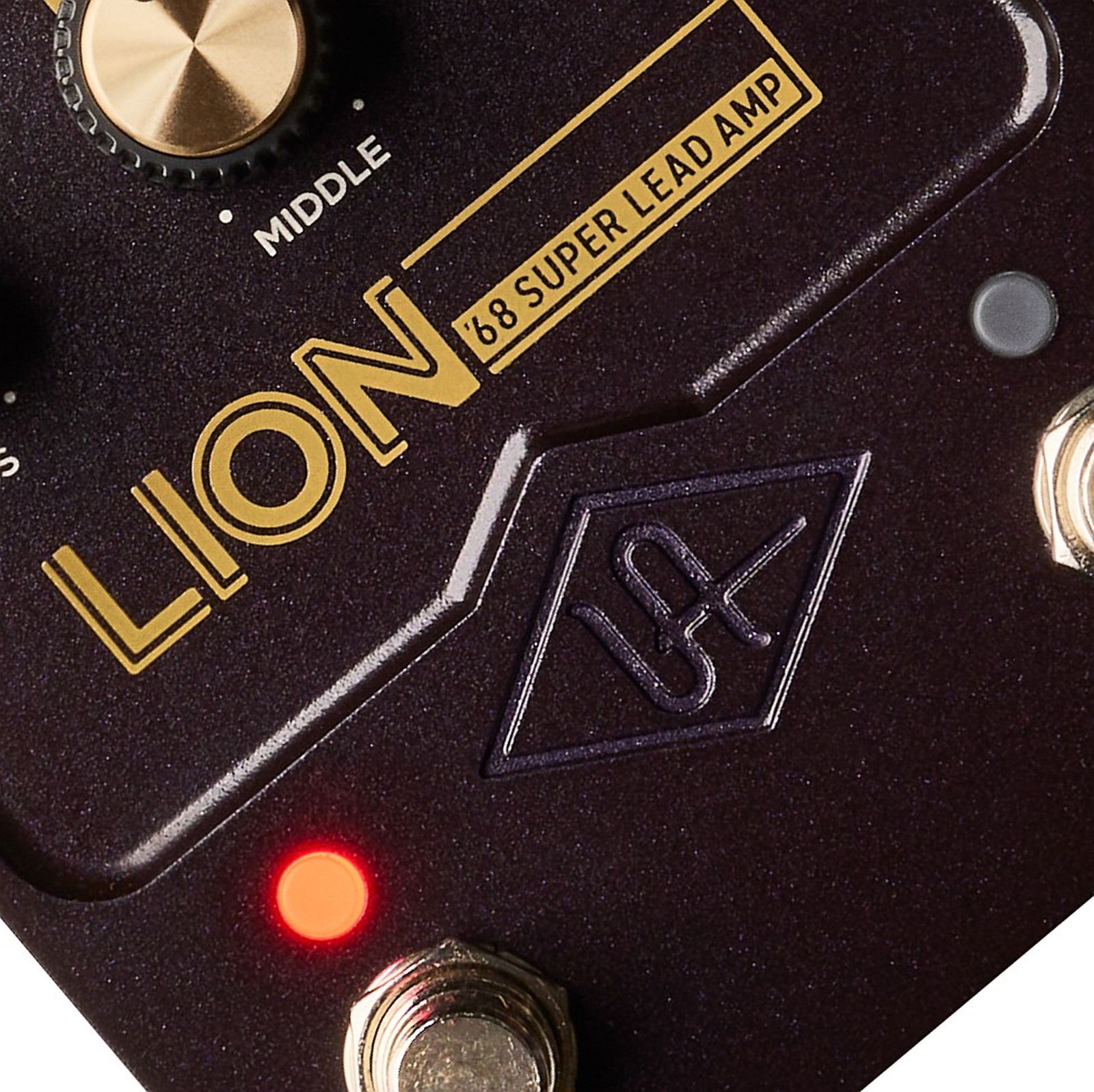 Universal Audio Logo auf dem 68 Super Lead Verstärker Simulation Pedal
