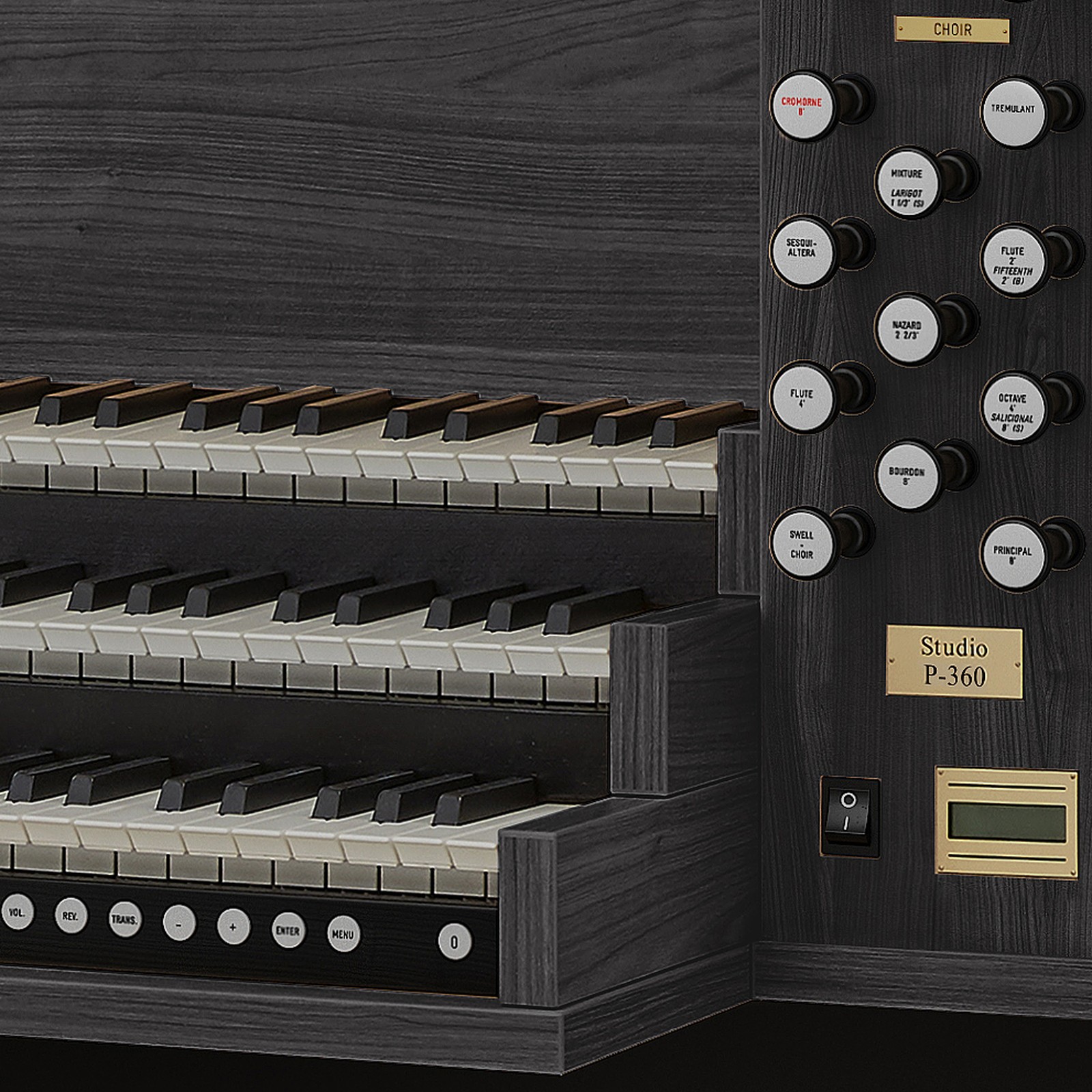 Bedienelemente der Johannus Studio P 360 Charcoal Black Sakralorgel