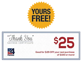 FREE $25 Savings Certificate