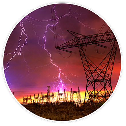 Broken power lines after a major storm