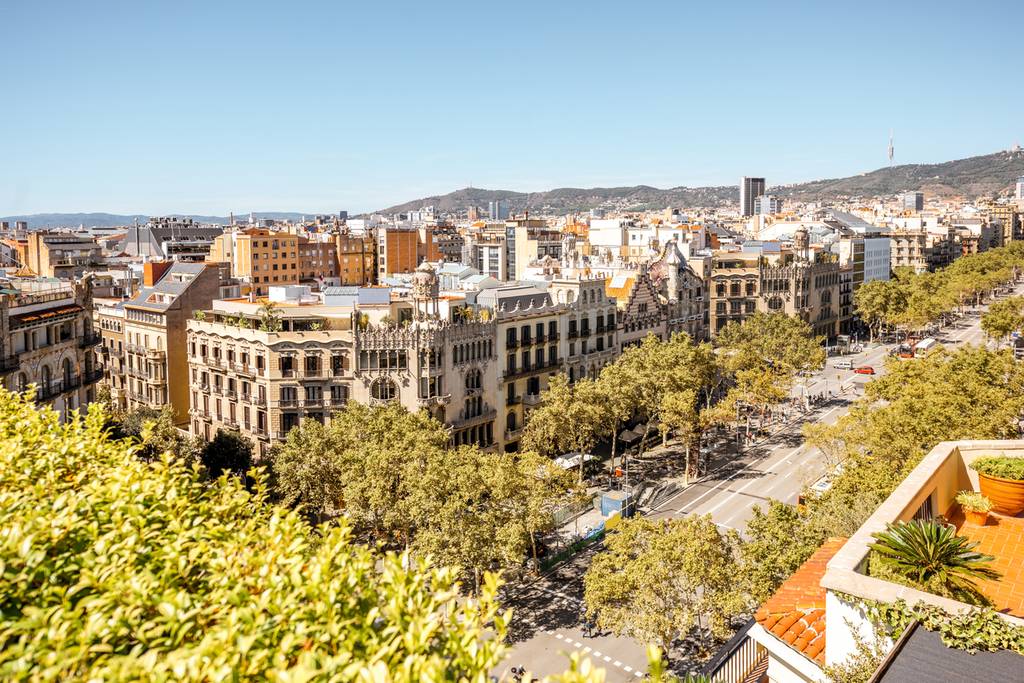 Vista del Paseo de Gracia en Barcelona desde el aire