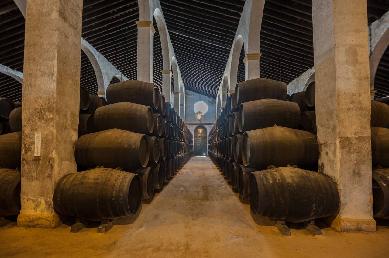 Sherry barril en una bodega en Jerez de la Frontera