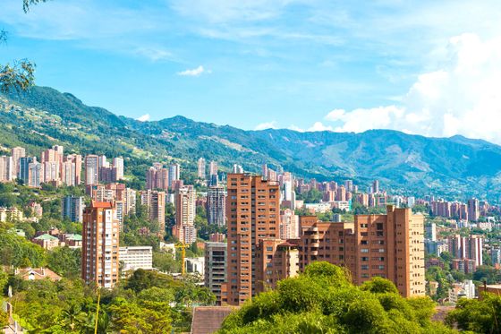 The city of Medellín, Colombia with the mountains in the background