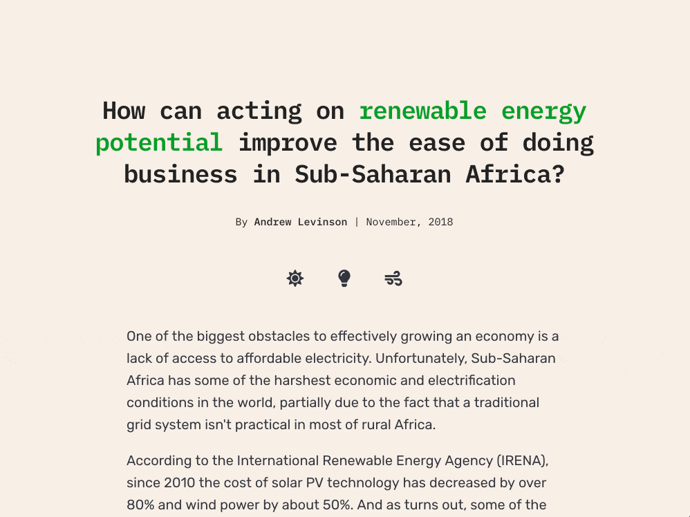 Sub-Saharan Renewable Energy Potential