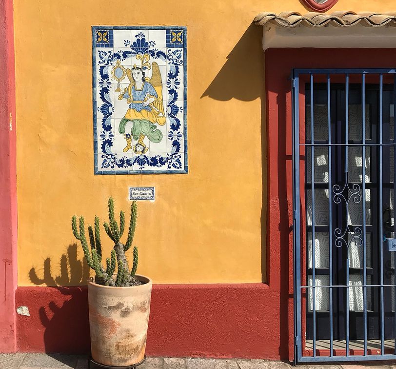 Colorful facades on the streets of Oaxaca Mexico