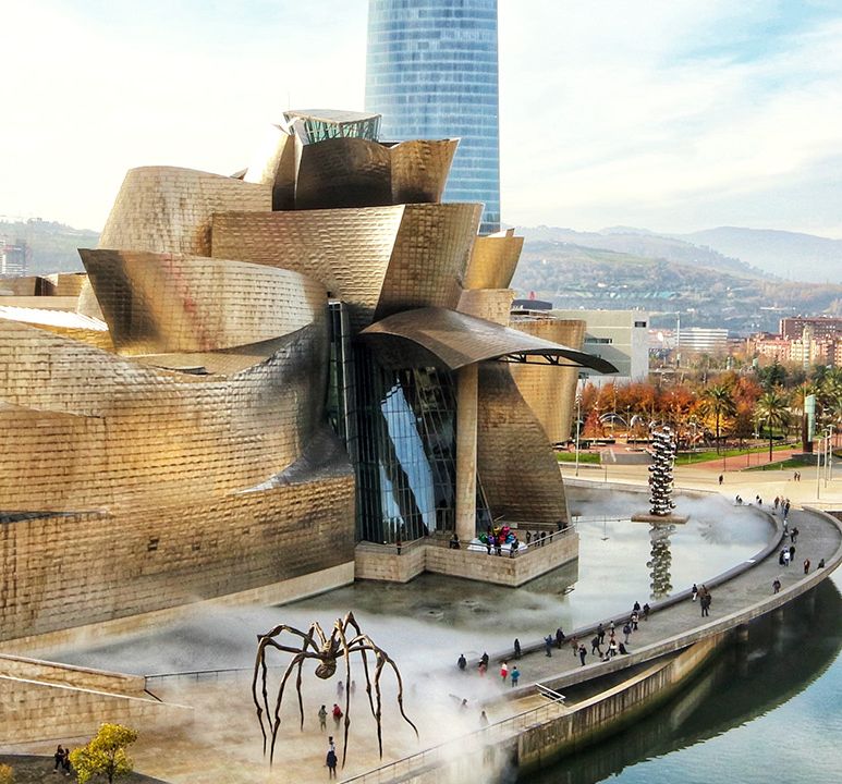 View of Guggenheim museum in Bilbao Spain