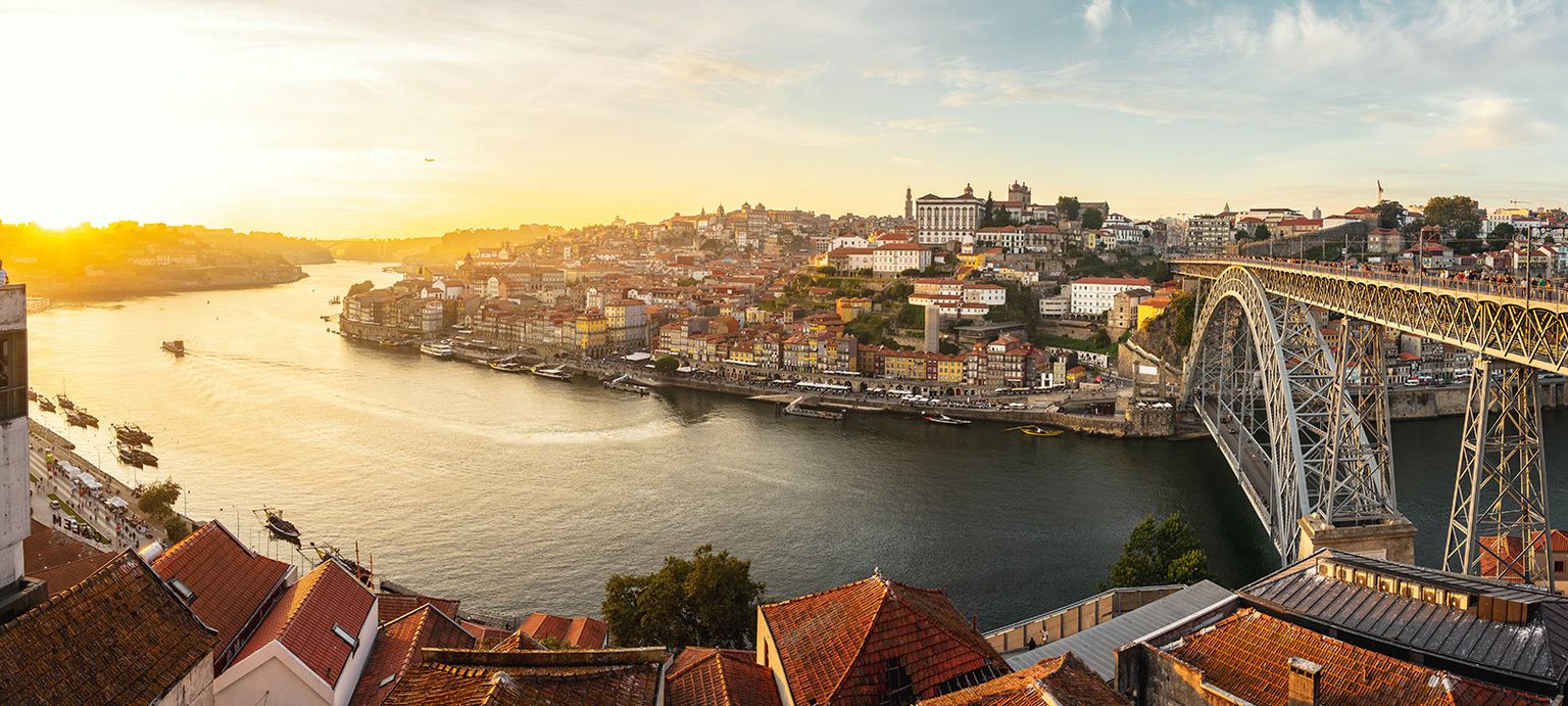 View of Porto Spain at sunset