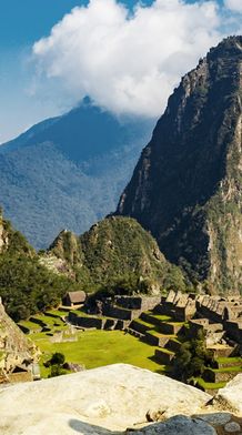 Traveler at Machu Picchu in Peru