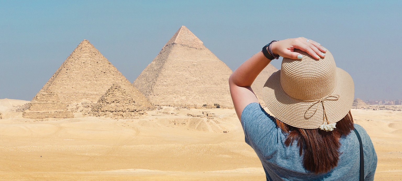 View of the pyramids in Egypt