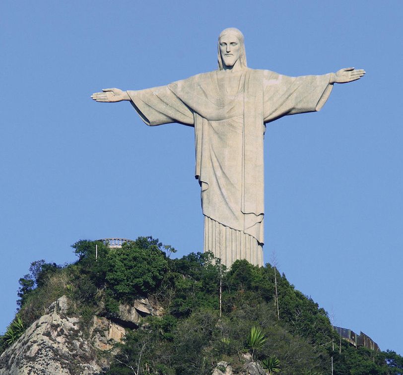 low angle view of cristo redentor statue in rio de janerio brazil