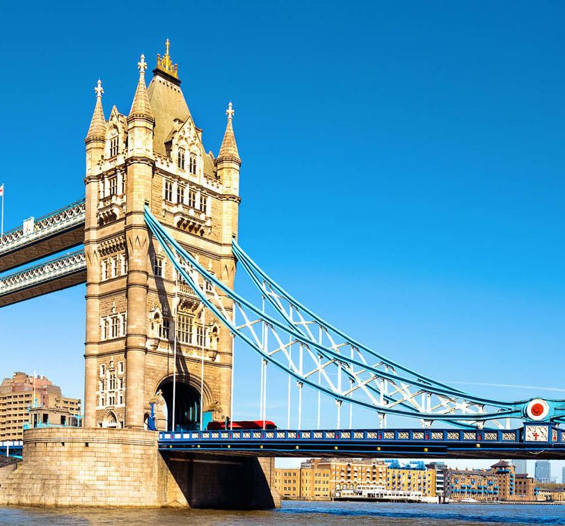 tower bridge in london on a clear sunny day