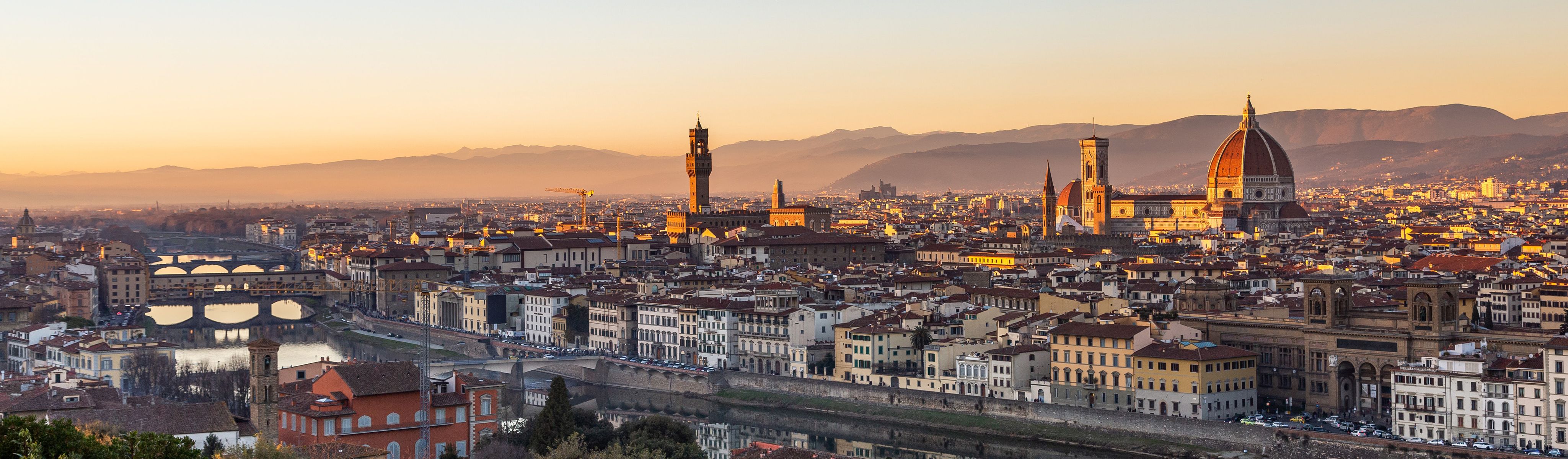 city scape of florence at sunset in italy