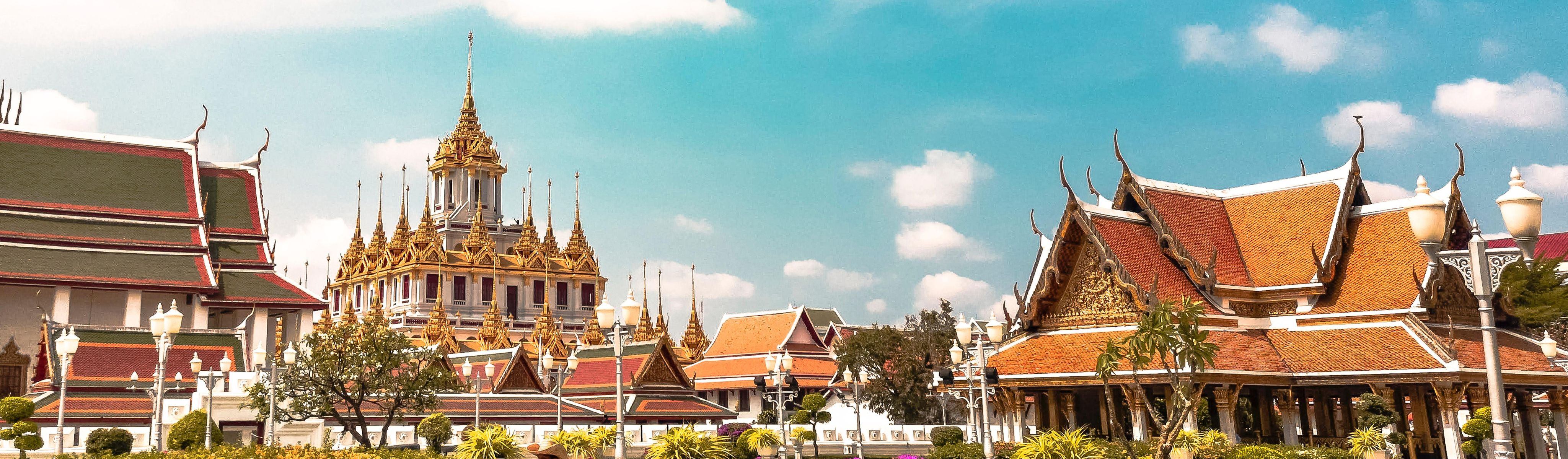 the golden grand palace in bangkok thailand on a sunny day