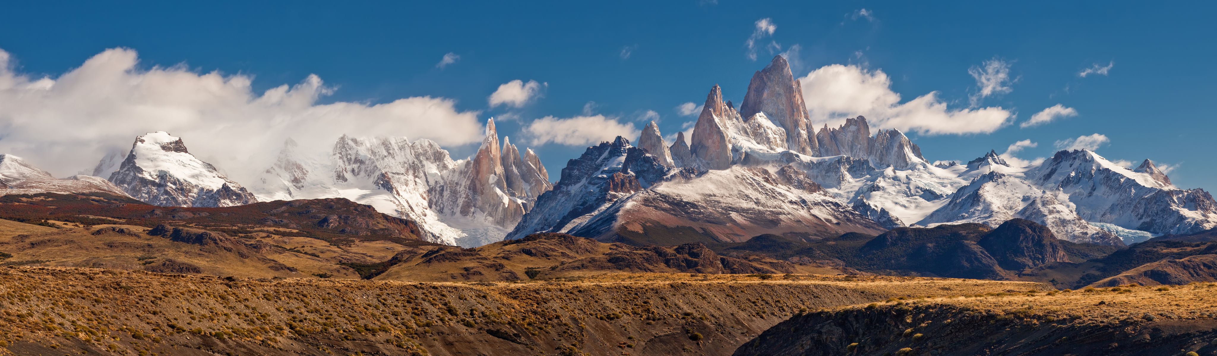 Cordillera Paine covered in snow in Torres del paine national park in argentina