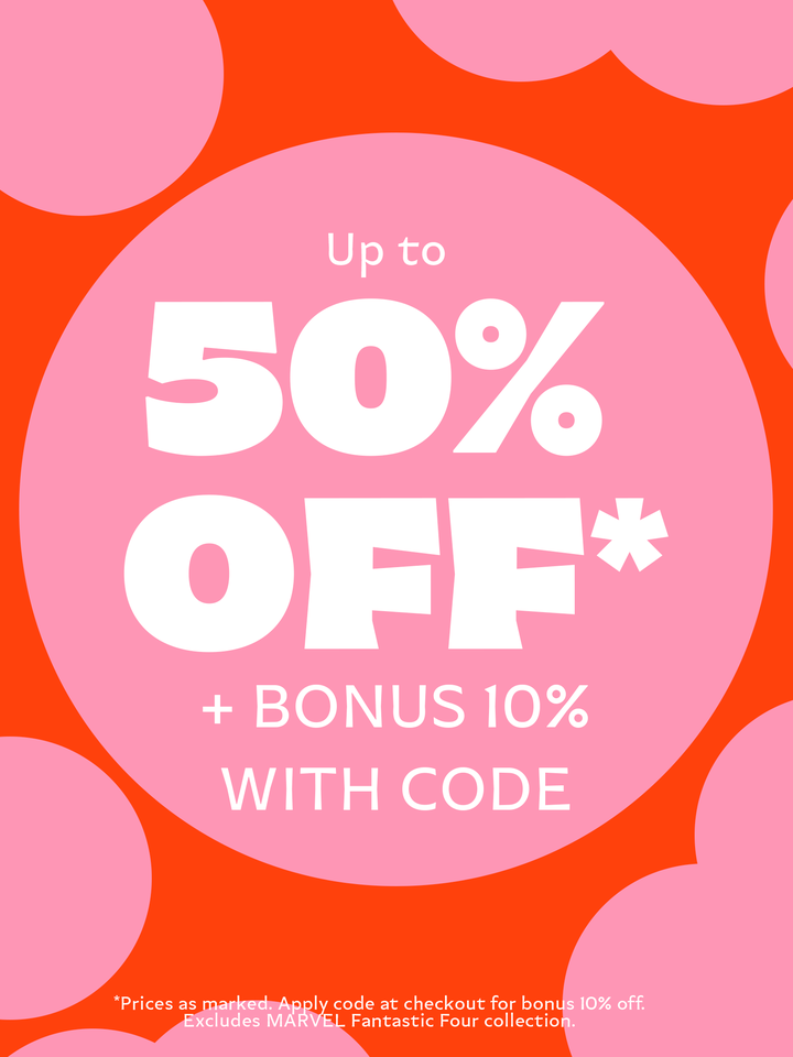 A red and pink spotted background, featuring the text SUMMER SALE! Up to 50% OFF*