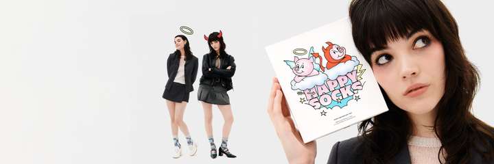 FW25 New Collection featuring Happy Socks Good vs Bad Pig Socks
