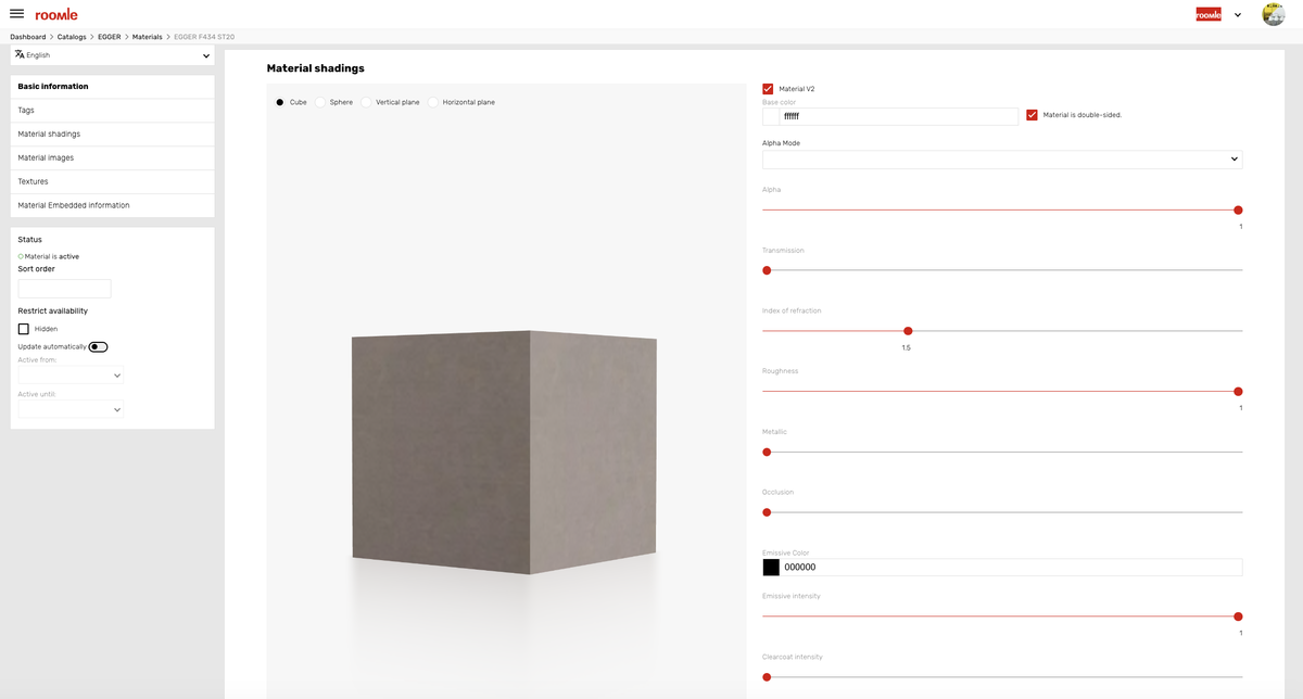 Rubens Admin Material & Texture Management