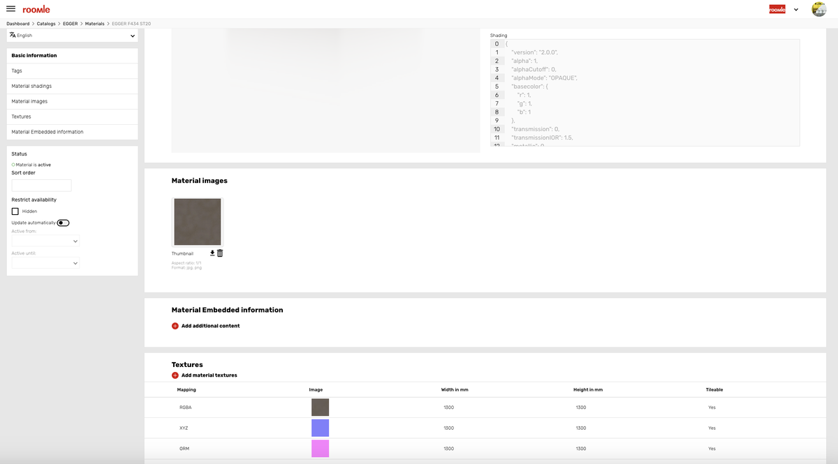 Rubens Admin Material & Texture Management
