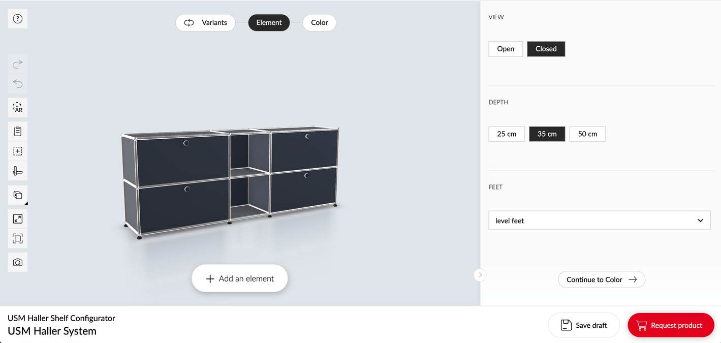 Configurator with custom background color of the 3d scene