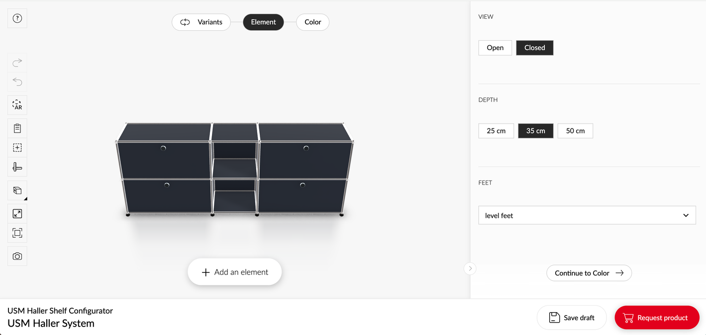 Configurator with wooden floor in the 3d scene