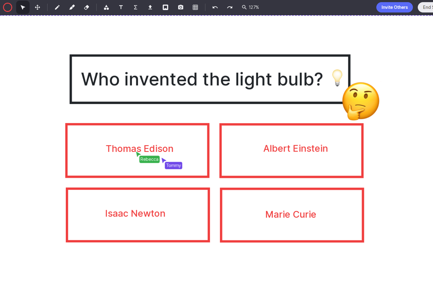Interactive online classroom quiz
