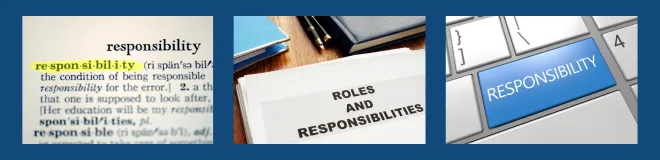 3 images highlighting the word responsibility